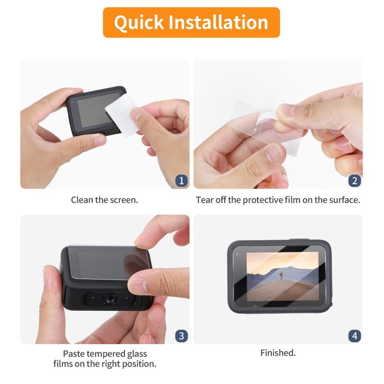 Pour GoPro HERO13 Black Sunnylife Protecteur d'objectif 3 en 1 Films en verre trempé pour écrans avant et arrière, Quantité : 2 + 2 + 2 Ensembles