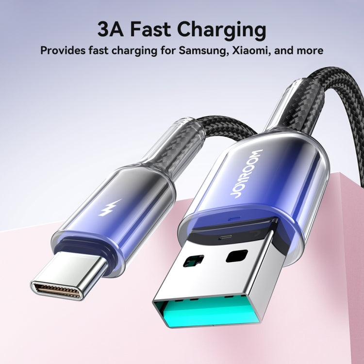JOYROOM S-A42 Crystal Clear Series Fast Charging Data Cable, USB to Type-C Cable, Length: 1.2m(Black)