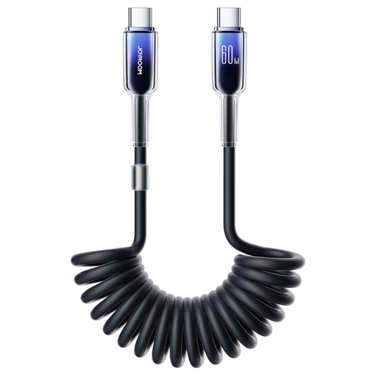 JOYROOM S-A43 60W USB-C / Type-C to USB-C / Type-C Coiled Fast Charging Data Cable, Length:1.5m(Black)