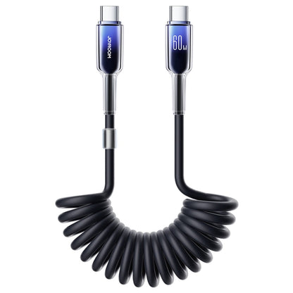 JOYROOM S-A43 60W USB-C / Type-C to USB-C / Type-C Coiled Fast Charging Data Cable, Length:1.5m(Black)