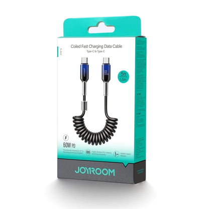 JOYROOM S-A43 60W USB-C / Type-C to USB-C / Type-C Coiled Fast Charging Data Cable, Length:1.5m(Black)