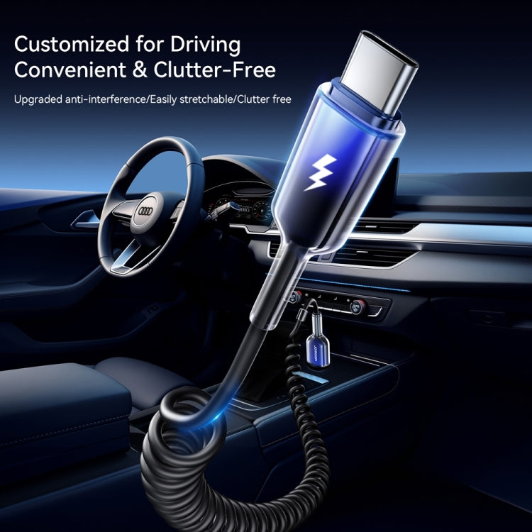 JOYROOM S-A43 3A USB to USB-C / Type-C Coiled Fast Charging Data Cable, Length:1.5m(Black)