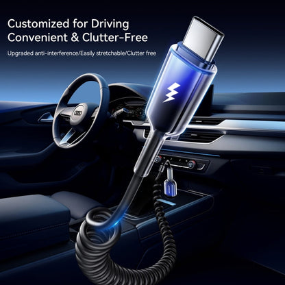 JOYROOM S-A43 3A USB to USB-C / Type-C Coiled Fast Charging Data Cable, Length:1.5m(Black)