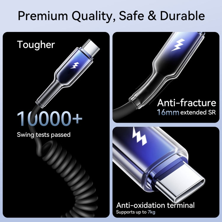 JOYROOM S-A43 3A USB to USB-C / Type-C Coiled Fast Charging Data Cable, Length:1.5m(Black)