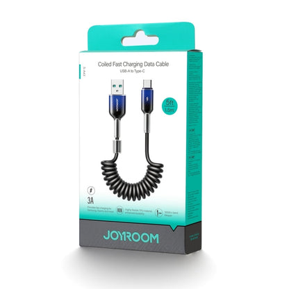 JOYROOM S-A43 3A USB to USB-C / Type-C Coiled Fast Charging Data Cable, Length:1.5m(Black)
