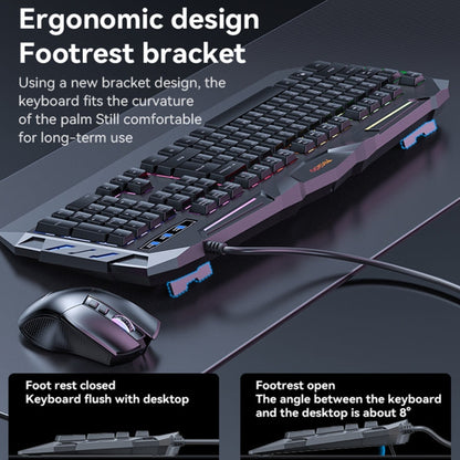Yesido KB21 104-key 1.5m USB Wired Keyboard with Breathing Light(Black)
