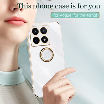 For Xiaomi 14T Pro 5G Global XINLI Straight 6D Plating Gold Edge TPU Shockproof Case with Ring Holder(Black)