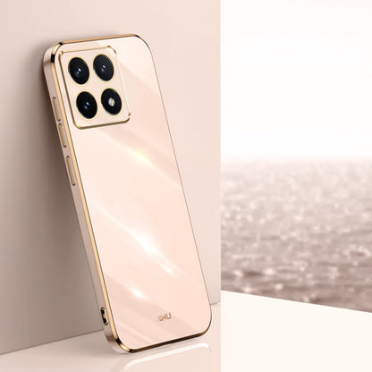 Pour Xiaomi 14T Pro 5G Global XINLI Coque de téléphone en TPU électrolytique 6D à bords droits (rose)