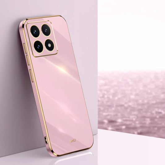For Xiaomi 14T Pro 5G Global XINLI Straight Edge 6D Electroplate TPU Phone Case(Cherry Purple)