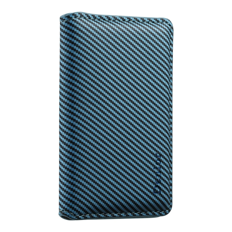 Portefeuille magnétique Denior V13 Magsafe en fibre de carbone et cuir texturé (bleu)