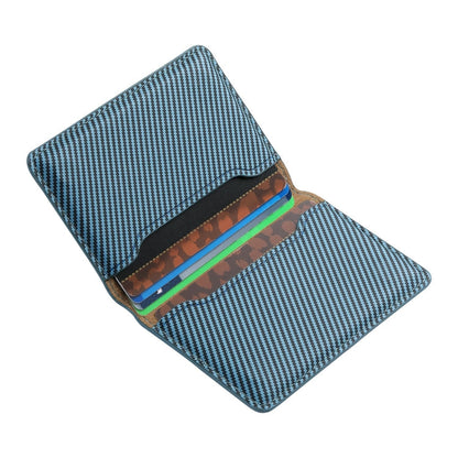 Portefeuille magnétique Denior V13 Magsafe en fibre de carbone et cuir texturé (bleu)