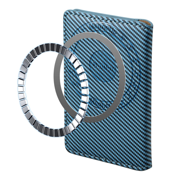 Portefeuille magnétique Denior V13 Magsafe en fibre de carbone et cuir texturé (bleu)