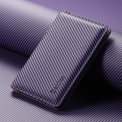 Denior V13 Magsafe Wallet Carbon Fiber Texture Leather Magnetic Card Holder Bag(Purple)