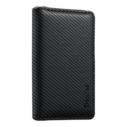 Denior V13 Magsafe Wallet Carbon Fiber Texture Leather Magnetic Card Holder Bag(Black)