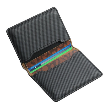 Denior V13 Magsafe Wallet Carbon Fiber Texture Leather Magnetic Card Holder Bag(Black)