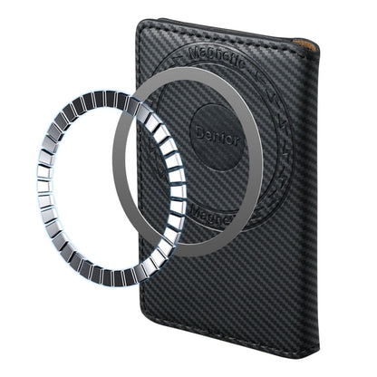 Denior V13 Magsafe Wallet Carbon Fiber Texture Leather Magnetic Card Holder Bag(Black)