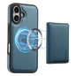 For iPhone 16 Plus Denior Carbon Fiber Texture Leather Card Bag MagSafe Phone Case(Blue)