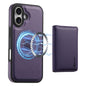 Pour iPhone 16 Plus Étui de Téléphone MagSafe en Cuir Texture Fibre de Carbone Denior avec Porte-Cartes (Violet)