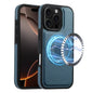For iPhone 16 Pro Max Denior Carbon Fiber Texture Leather MagSafe Phone Case(Blue)
