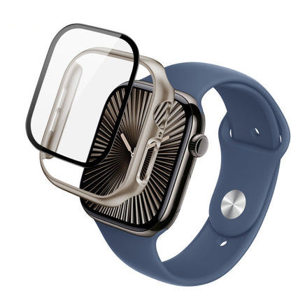 For Apple Watch Series 10/11 42mm imak Integrated Watch Case with Film(Titanium Gold)