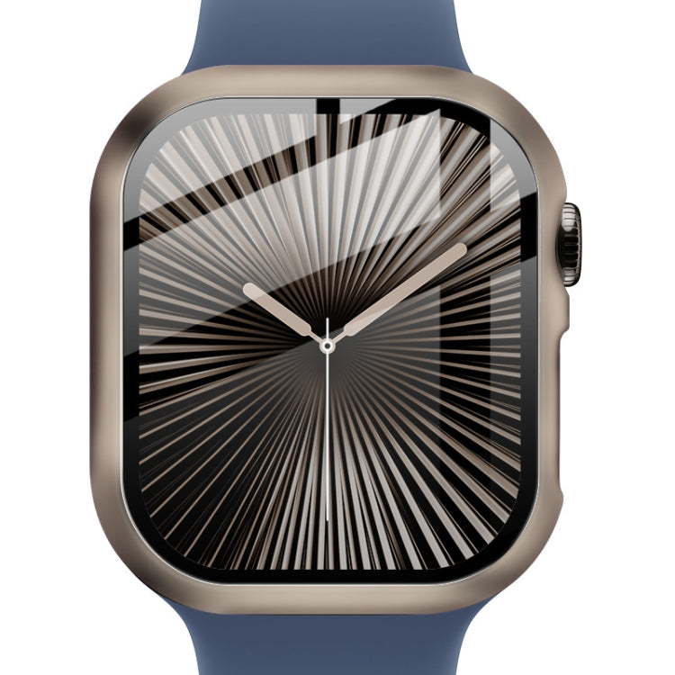 For Apple Watch Series 10/11 42mm imak Integrated Watch Case with Film(Titanium Gold)