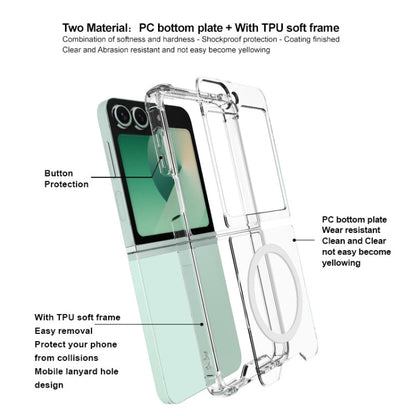 For Samsung Galaxy Z Flip6 / Flip7 FE IMAK Space Shield PC + TPU Airbag Shockproof MagSafe Phone Case(Transparent)