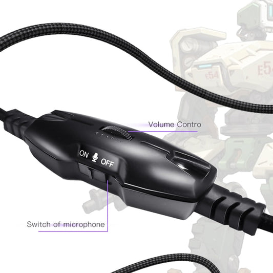 Yesido EK01 Head-mounted RGB Gaming Wired Earphone with Microphone(Black)