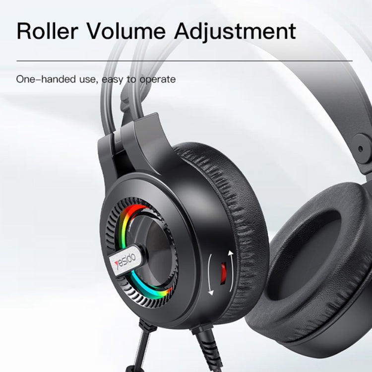 Yesido EK02 Head-mounted Gaming Wired Earphone with RGB Fixed Color Light(Black)