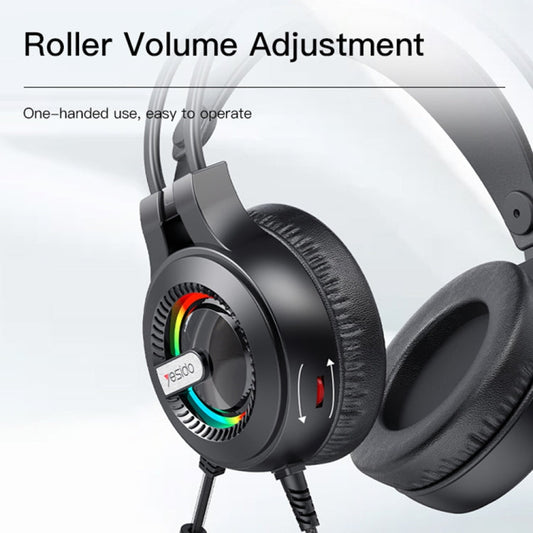Yesido EK02 Head-mounted Gaming Wired Earphone with RGB Fixed Color Light(Black)
