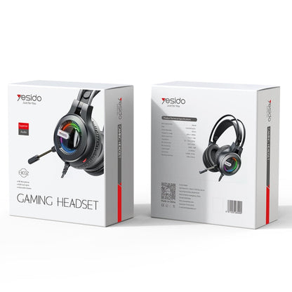 Yesido EK02 Head-mounted Gaming Wired Earphone with RGB Fixed Color Light(Black)