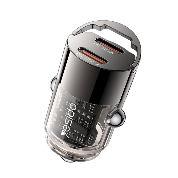 Chargeur de voiture mini alliage de zinc Yesido Y69 PD30W double USB-C / Type-C (gris métal)