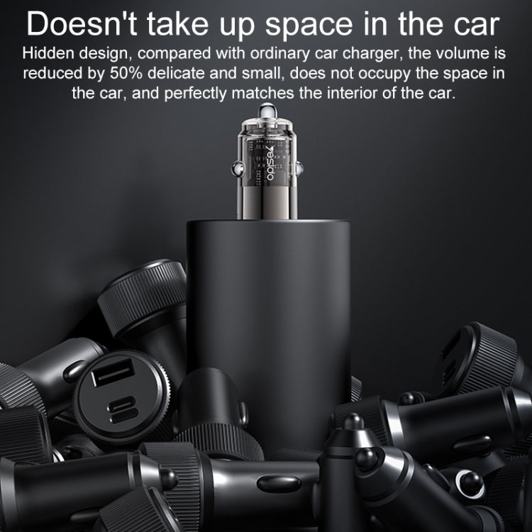Chargeur de voiture mini alliage de zinc Yesido Y69 PD30W double USB-C / Type-C (gris métal)