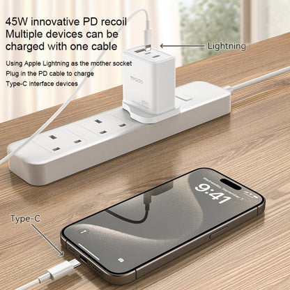 Chargeur rapide GaN Yesido YC89 65W Type-C, USB, 8 broches inversées avec câble Type-C vers 8 broches (prise britannique)