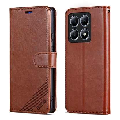 For Xiaomi 14T AZNS Sheepskin Texture Flip Leather Phone Case(Brown)