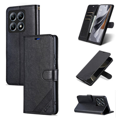 For Xiaomi 14T Pro AZNS Sheepskin Texture Flip Leather Phone Case(Black)