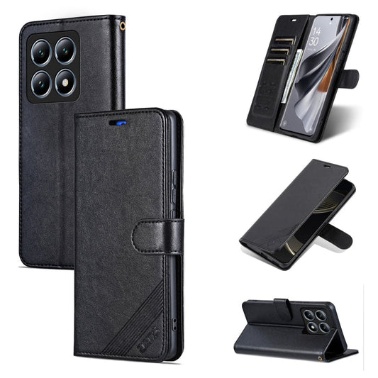 For Xiaomi 14T Pro AZNS Sheepskin Texture Flip Leather Phone Case(Black)