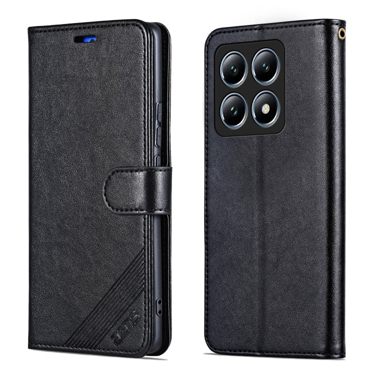 For Xiaomi 14T Pro AZNS Sheepskin Texture Flip Leather Phone Case(Black)