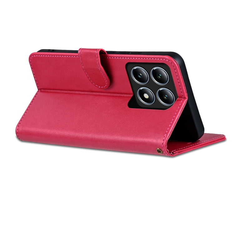 Pour Xiaomi 14T Pro Étui de téléphone à rabat en cuir texture peau de mouton AZNS (rouge)