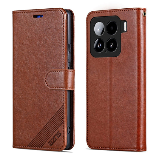 For Xiaomi 15 AZNS Sheepskin Texture Flip Leather Phone Case(Brown)