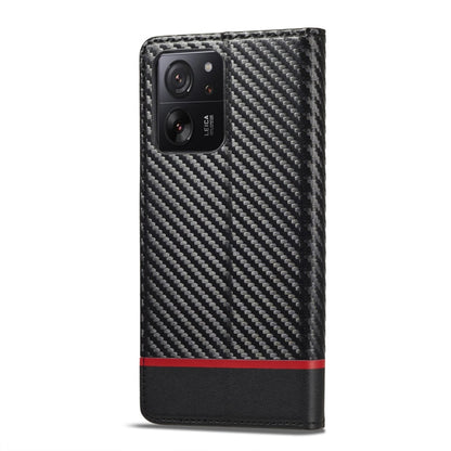 For Xiaomi 14T Pro LC.IMEEKE Carbon Fiber Texture Flip Leather Phone Case(Horizontal Black)