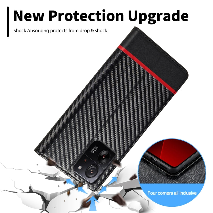 For Xiaomi 14T Pro LC.IMEEKE Carbon Fiber Texture Flip Leather Phone Case(Horizontal Black)