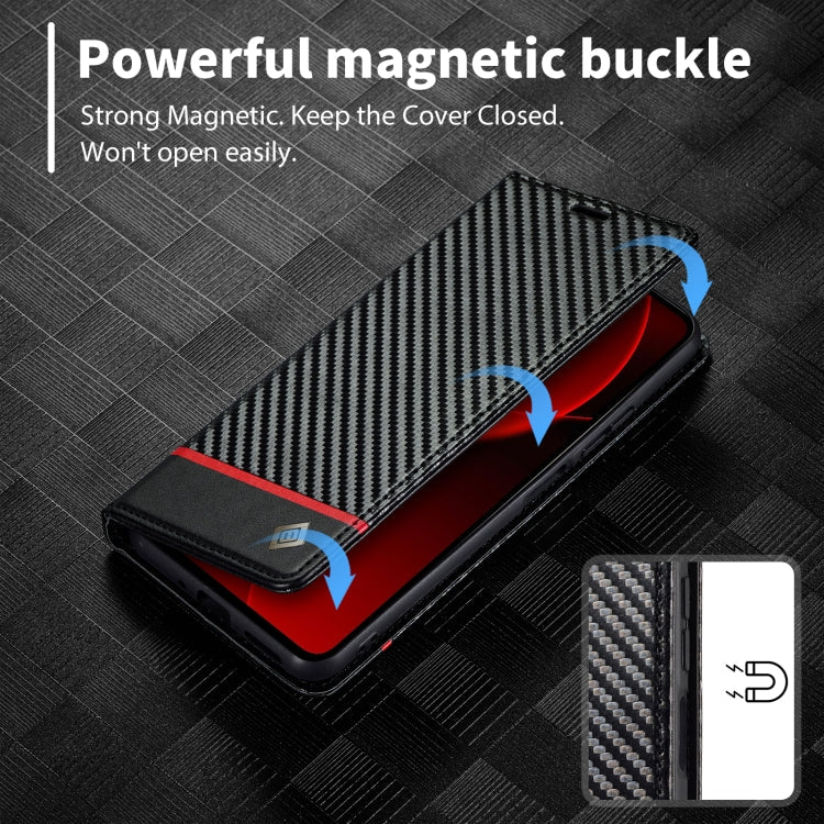For Xiaomi 14T Pro LC.IMEEKE Carbon Fiber Texture Flip Leather Phone Case(Horizontal Black)