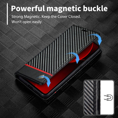 For Xiaomi 14T Pro LC.IMEEKE Carbon Fiber Texture Flip Leather Phone Case(Horizontal Black)