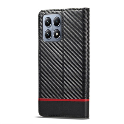 For Xiaomi 14T LC.IMEEKE Carbon Fiber Texture Flip Leather Phone Case(Horizontal Black)