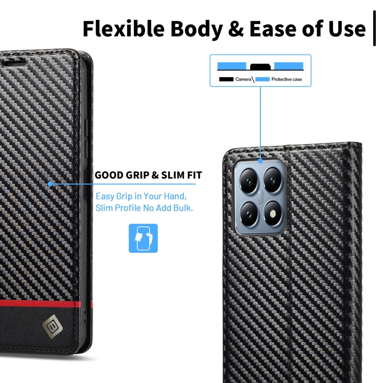For Xiaomi 14T LC.IMEEKE Carbon Fiber Texture Flip Leather Phone Case(Horizontal Black)