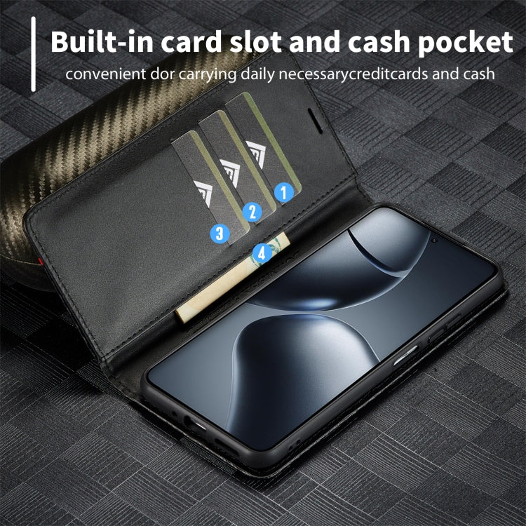 For Xiaomi 14T LC.IMEEKE Carbon Fiber Texture Flip Leather Phone Case(Horizontal Black)