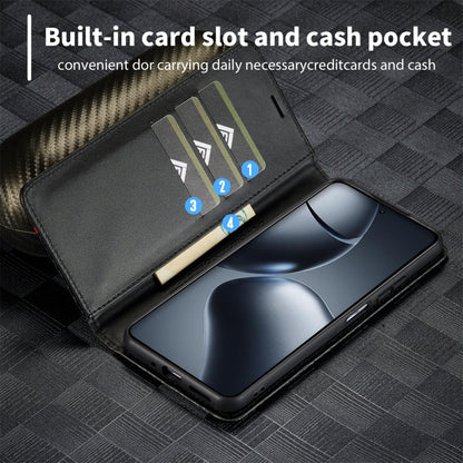 For Xiaomi 14T LC.IMEEKE Carbon Fiber Texture Flip Leather Phone Case(Horizontal Black)