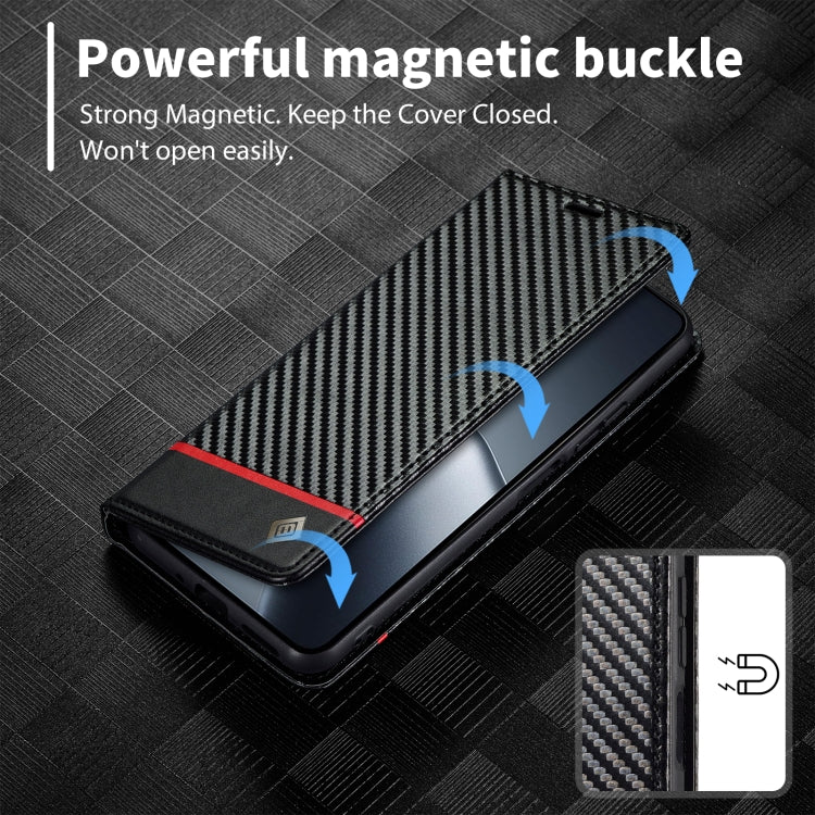 For Xiaomi 14T LC.IMEEKE Carbon Fiber Texture Flip Leather Phone Case(Horizontal Black)