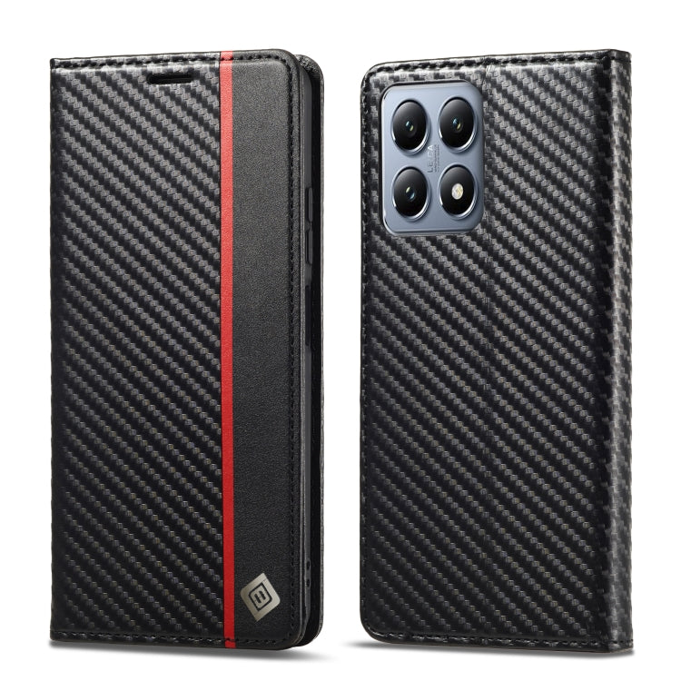 For Xiaomi 14T LC.IMEEKE Carbon Fiber Texture Flip Leather Phone Case(Vertical Black)