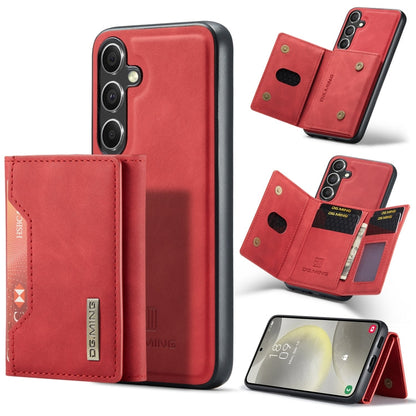 Pour Samsung Galaxy S24 FE 5G DG.MING M2 Series Étui portefeuille multi-cartes 3 volets + coque de téléphone magnétique (Rouge)